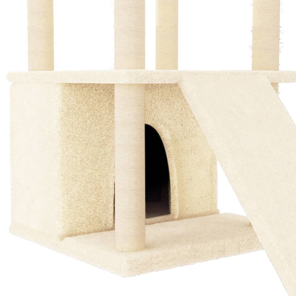 Kattenmeubel met sisal krabpalen 133 cm crèmekleurig is nu te koop bij PeponiXL, paradijselijk wonen!