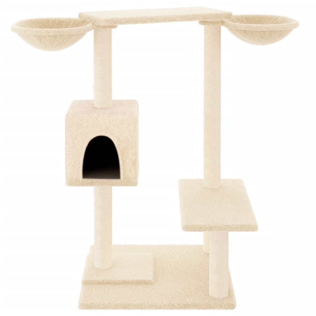 Kattenmeubel met krabpalen 82 cm crèmekleurig is nu te koop bij PeponiXL, paradijselijk wonen!