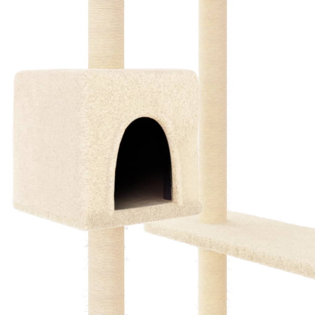 Kattenmeubel met krabpalen 82 cm crèmekleurig is nu te koop bij PeponiXL, paradijselijk wonen!