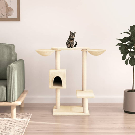 Kattenmeubel met krabpalen 82 cm crèmekleurig is nu te koop bij PeponiXL, paradijselijk wonen!