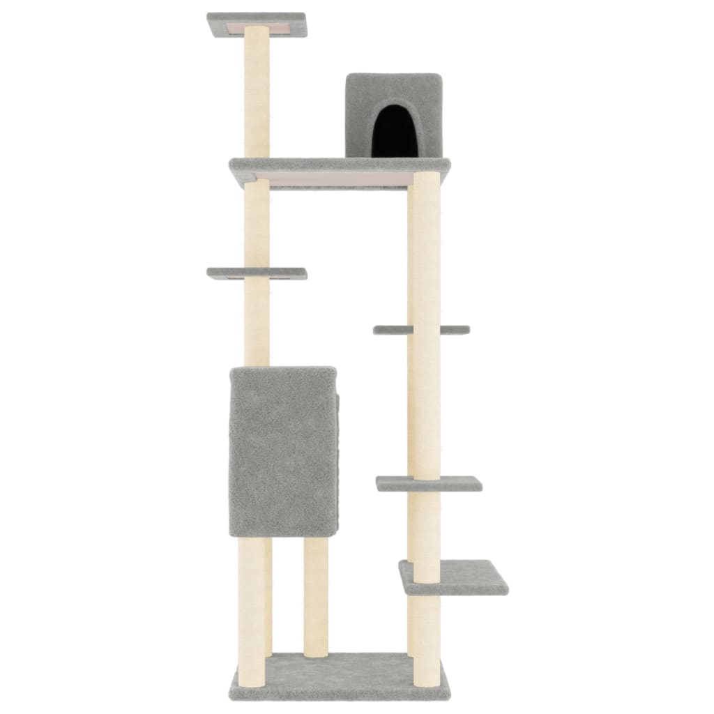 Kattenmeubel met sisal krabpalen 154 cm lichtgrijs is nu te koop bij PeponiXL, paradijselijk wonen!