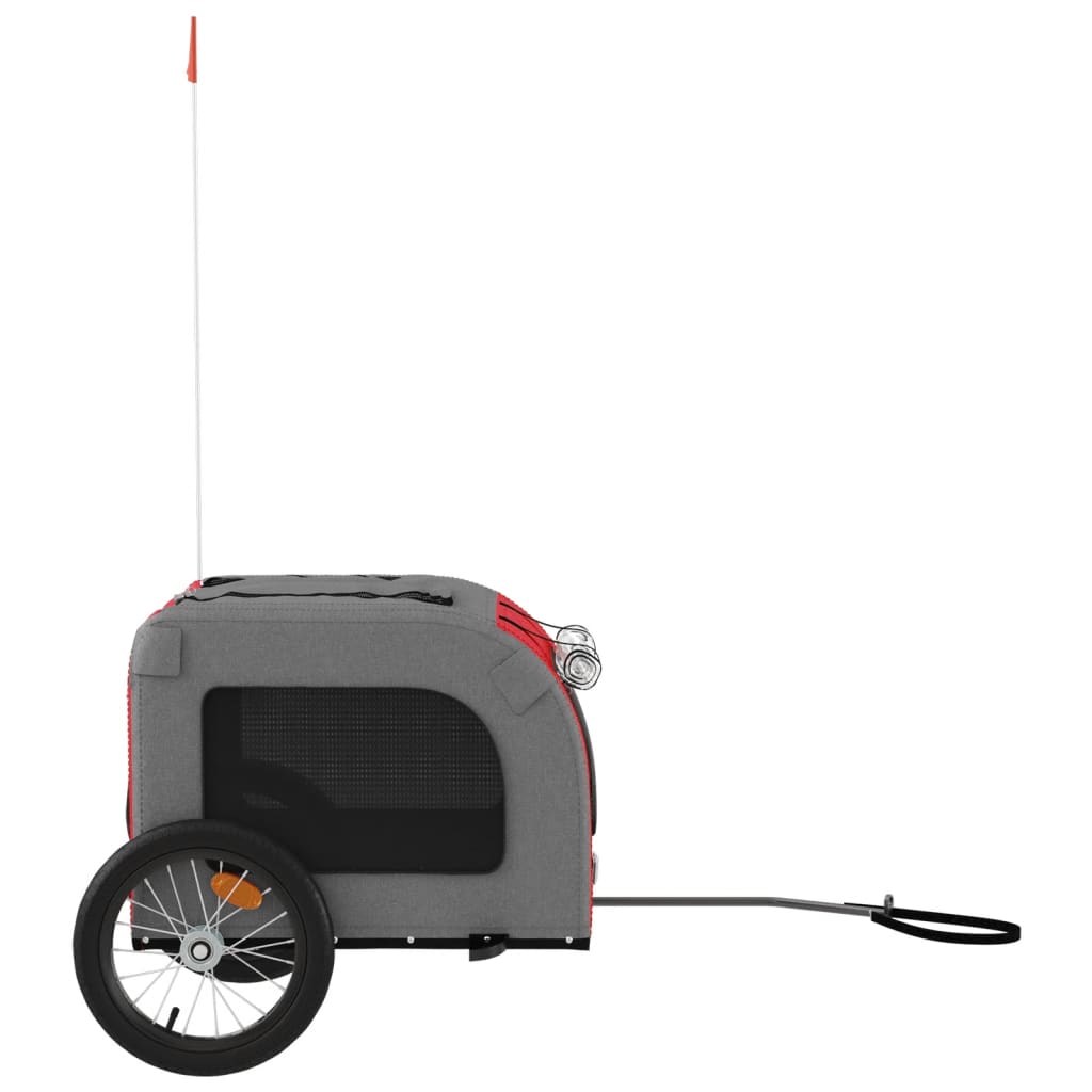 Hondenfietstrailer oxford stof en ijzer rood en grijs is nu te koop bij PeponiXL, paradijselijk wonen!