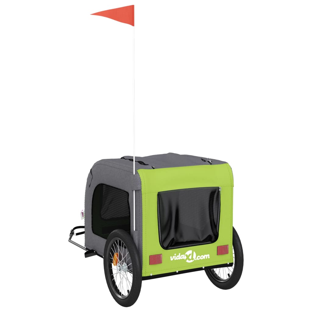 Hondenfietstrailer oxford stof en ijzer groen en grijs is nu te koop bij PeponiXL, paradijselijk wonen!