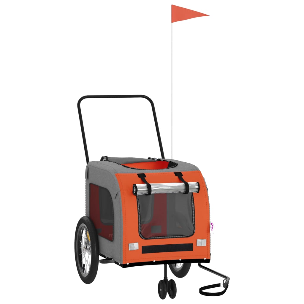 Hondenfietstrailer oxford stof en ijzer oranje en grijs is nu te koop bij PeponiXL, paradijselijk wonen!