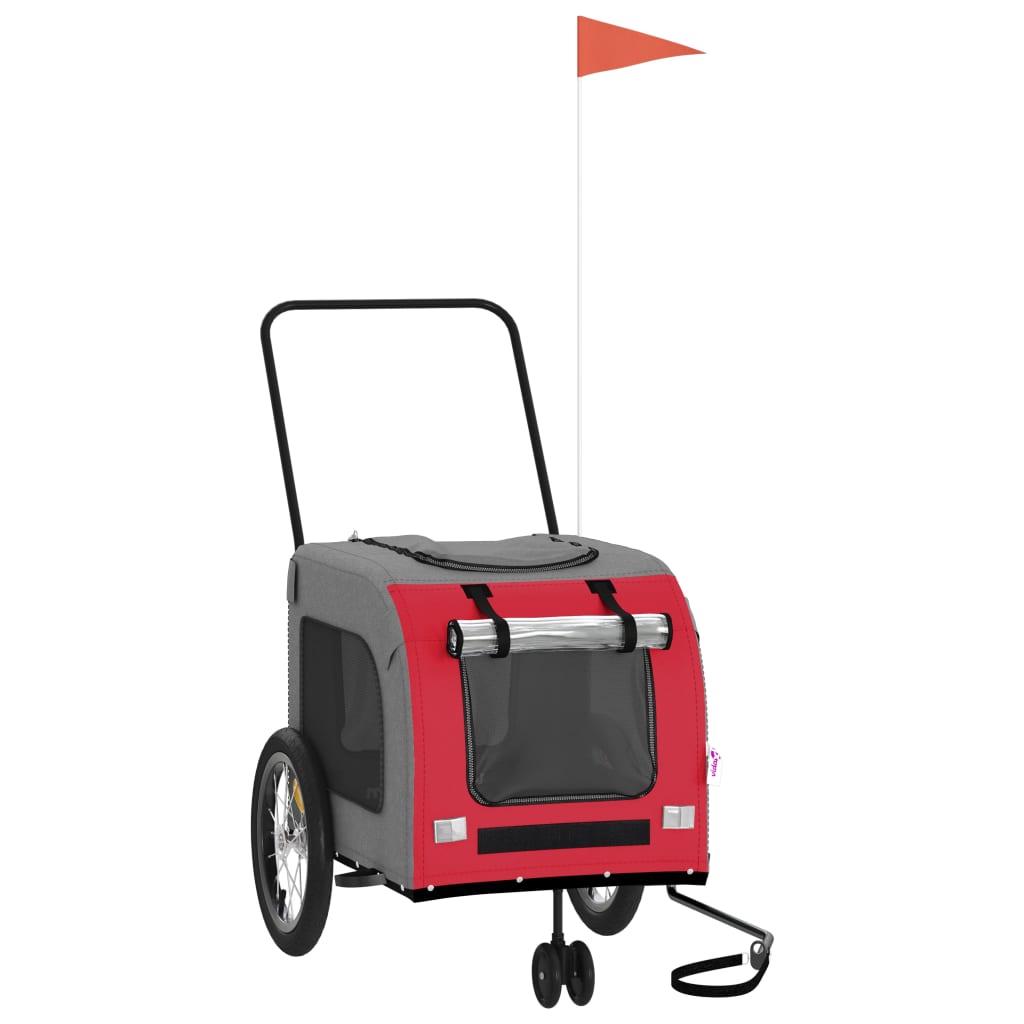 Hondenfietstrailer oxford stof en ijzer rood en grijs is nu te koop bij PeponiXL, paradijselijk wonen!