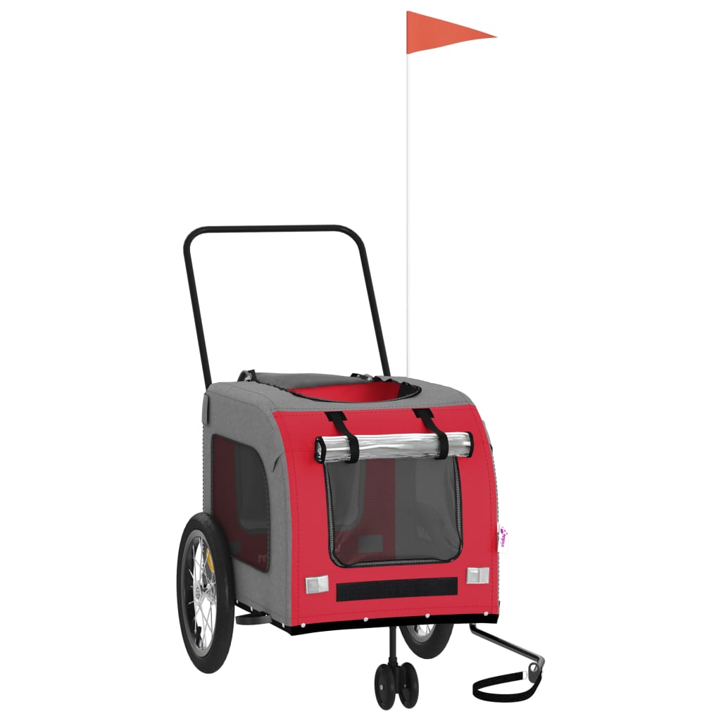 Hondenfietstrailer oxford stof en ijzer rood en grijs is nu te koop bij PeponiXL, paradijselijk wonen!
