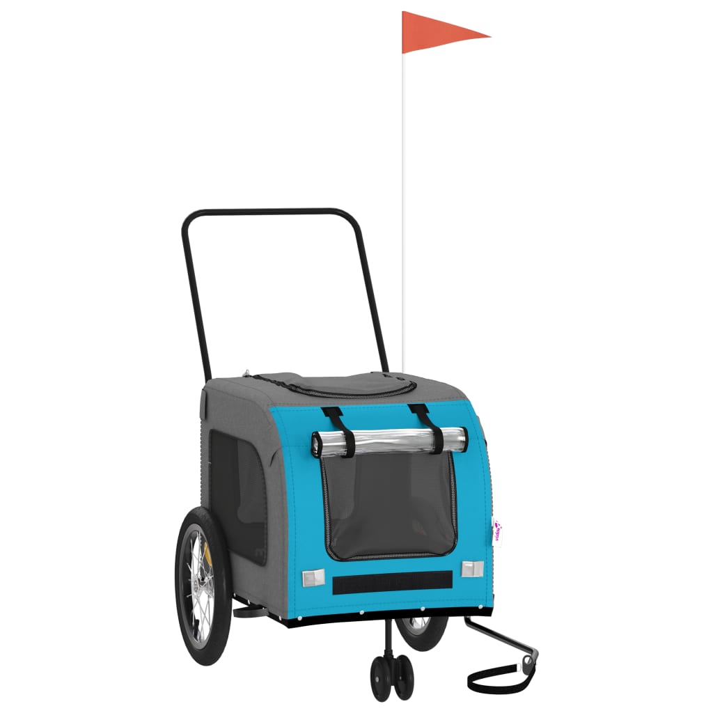 Hondenfietstrailer oxford stof en ijzer blauw en grijs is nu te koop bij PeponiXL, paradijselijk wonen!