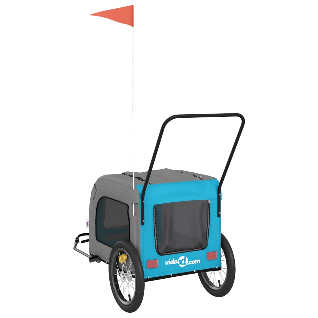Hondenfietstrailer oxford stof en ijzer blauw en grijs is nu te koop bij PeponiXL, paradijselijk wonen!