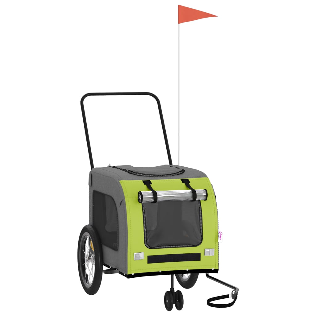 Hondenfietstrailer oxford stof en ijzer groen en grijs is nu te koop bij PeponiXL, paradijselijk wonen!