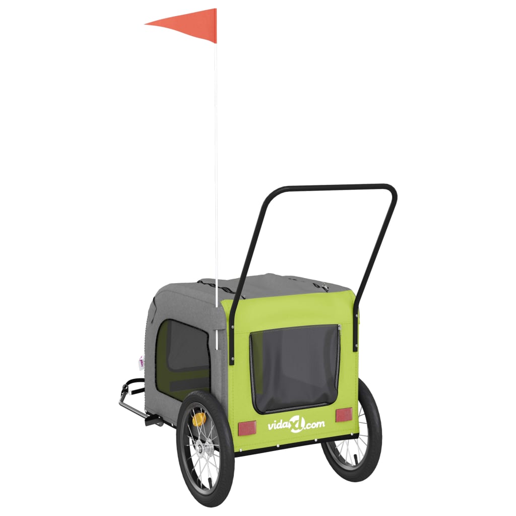 Hondenfietstrailer oxford stof en ijzer groen en grijs is nu te koop bij PeponiXL, paradijselijk wonen!