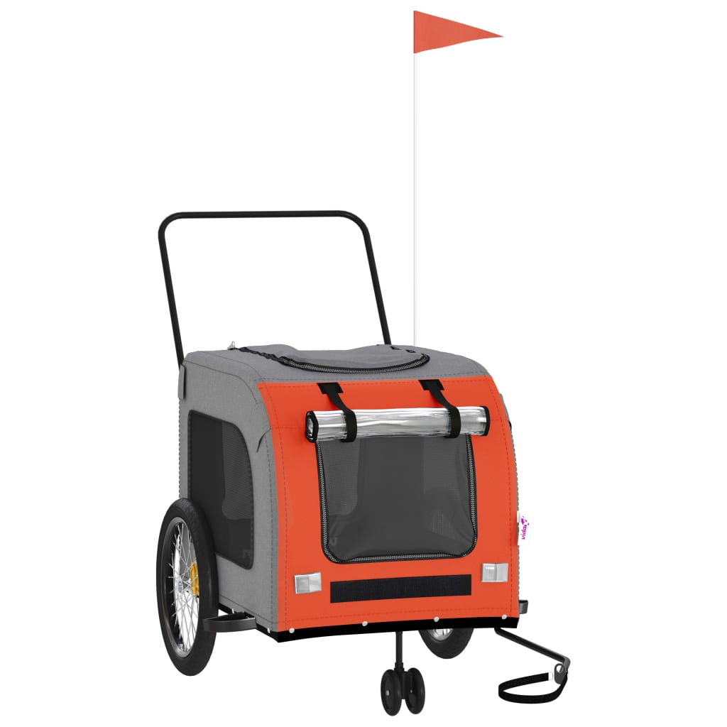 Hondenfietstrailer oxford stof en ijzer oranje en grijs is nu te koop bij PeponiXL, paradijselijk wonen!
