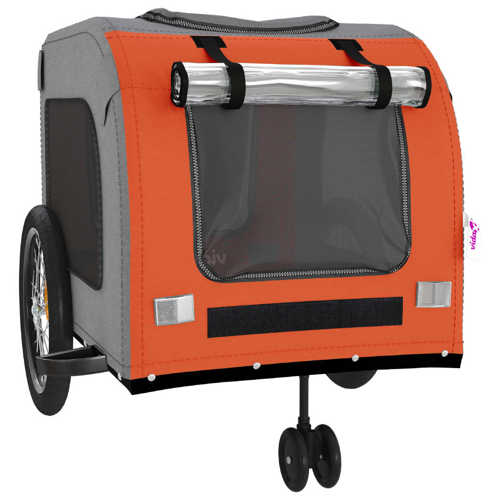 Hondenfietstrailer oxford stof en ijzer oranje en grijs is nu te koop bij PeponiXL, paradijselijk wonen!