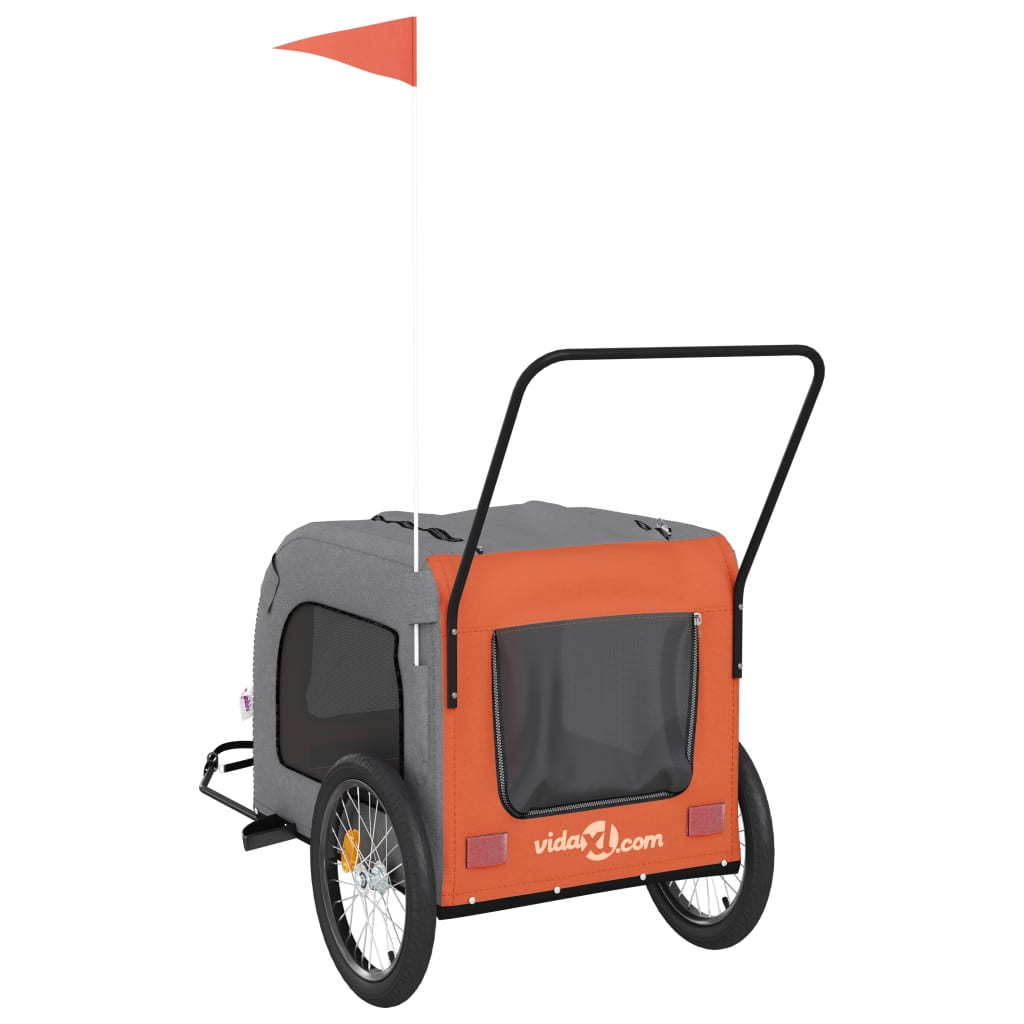 Hondenfietstrailer oxford stof en ijzer oranje en grijs is nu te koop bij PeponiXL, paradijselijk wonen!