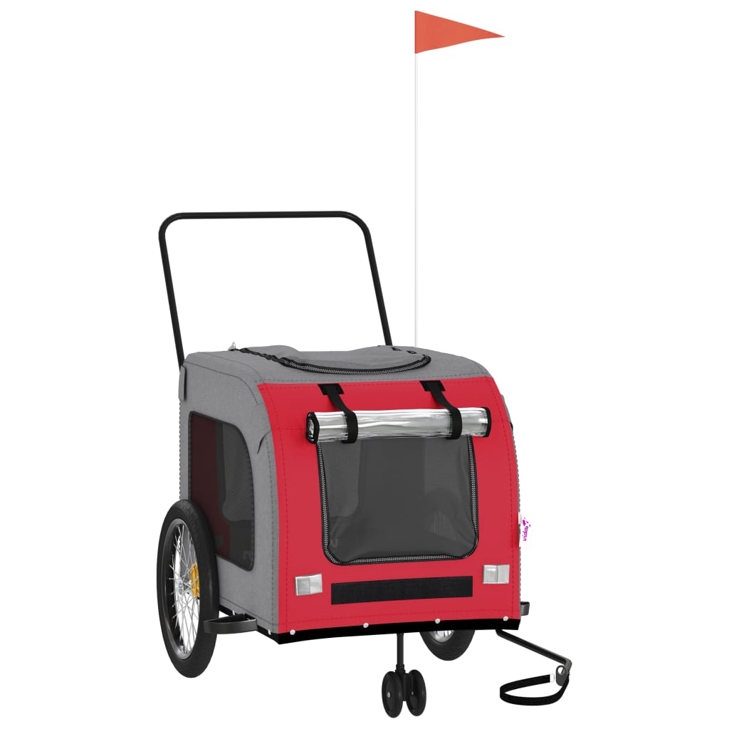 Hondenfietstrailer oxford stof en ijzer rood en grijs is nu te koop bij PeponiXL, paradijselijk wonen!