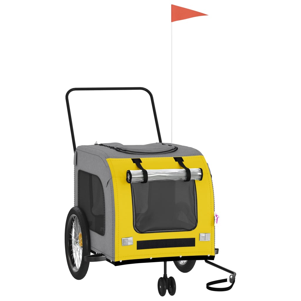Hondenfietstrailer oxford stof en ijzer geel en grijs is nu te koop bij PeponiXL, paradijselijk wonen!
