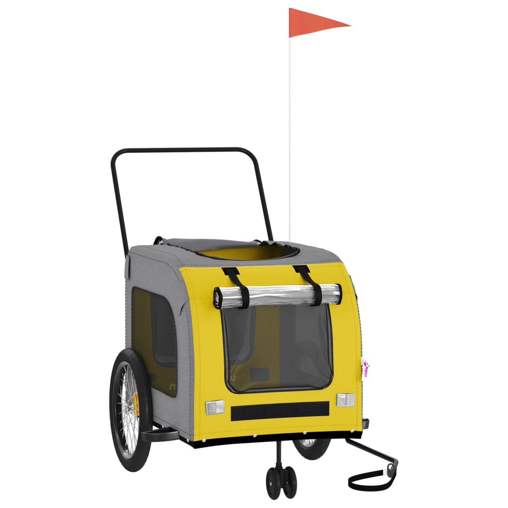 Hondenfietstrailer oxford stof en ijzer geel en grijs is nu te koop bij PeponiXL, paradijselijk wonen!