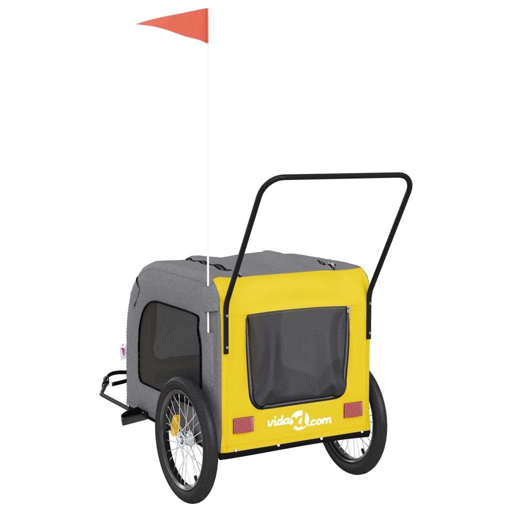 Hondenfietstrailer oxford stof en ijzer geel en grijs is nu te koop bij PeponiXL, paradijselijk wonen!