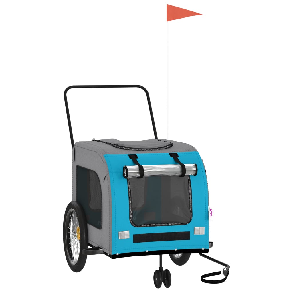 Hondenfietstrailer oxford stof en ijzer blauw en grijs is nu te koop bij PeponiXL, paradijselijk wonen!