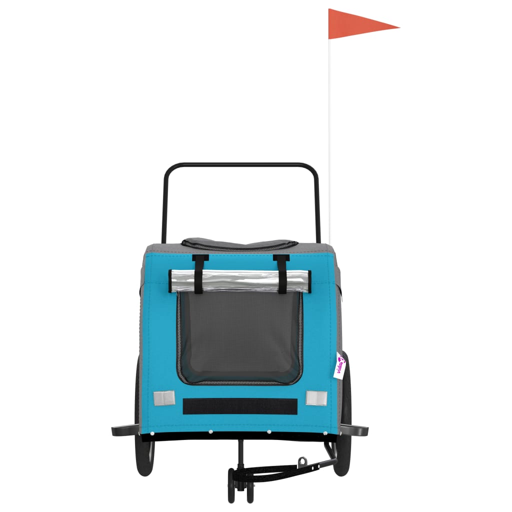 Hondenfietstrailer oxford stof en ijzer blauw en grijs is nu te koop bij PeponiXL, paradijselijk wonen!