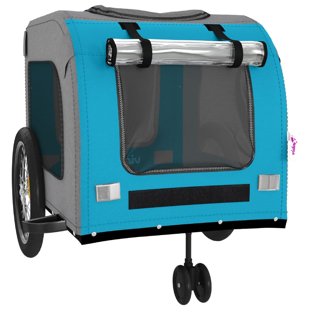 Hondenfietstrailer oxford stof en ijzer blauw en grijs is nu te koop bij PeponiXL, paradijselijk wonen!
