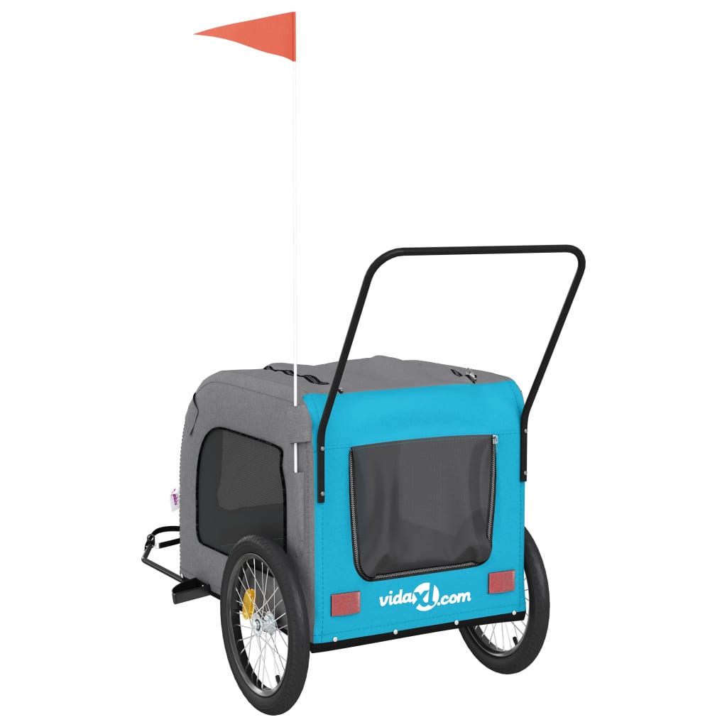 Hondenfietstrailer oxford stof en ijzer blauw en grijs is nu te koop bij PeponiXL, paradijselijk wonen!
