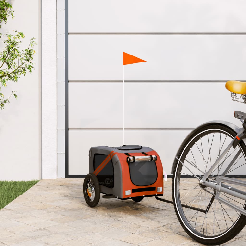 Hondenfietstrailer oxford stof en ijzer oranje en grijs is nu te koop bij PeponiXL, paradijselijk wonen!