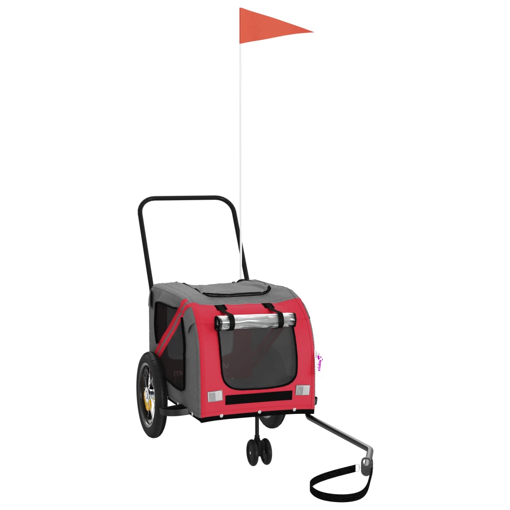 Hondenfietstrailer oxford stof en ijzer rood en zwart is nu te koop bij PeponiXL, paradijselijk wonen!