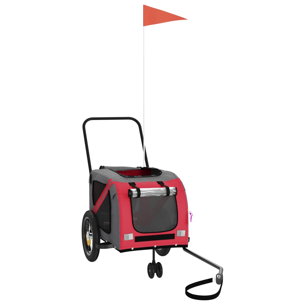 Hondenfietstrailer oxford stof en ijzer rood en zwart is nu te koop bij PeponiXL, paradijselijk wonen!