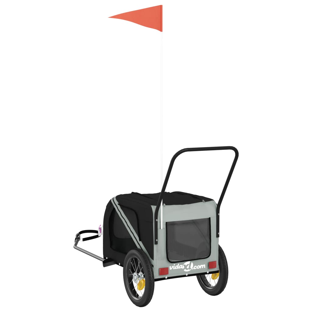 Hondenfietstrailer oxford stof en ijzer grijs en zwart is nu te koop bij PeponiXL, paradijselijk wonen!