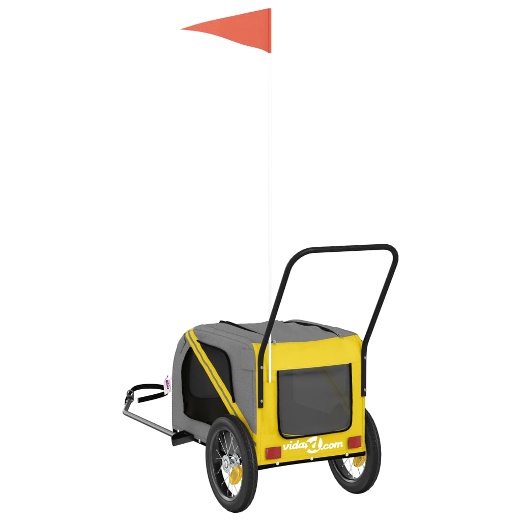 Hondenfietstrailer oxford stof en ijzer geel en zwart is nu te koop bij PeponiXL, paradijselijk wonen!