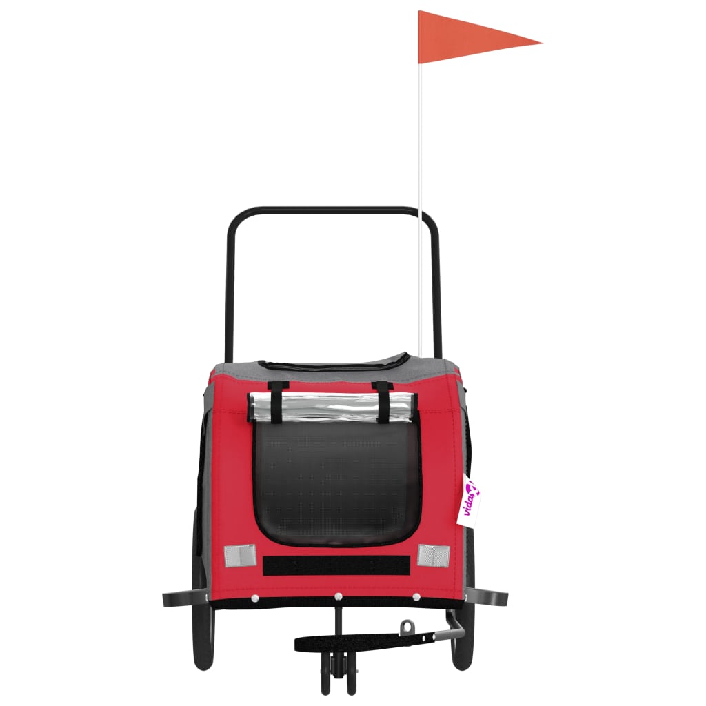 Hondenfietstrailer oxford stof en ijzer rood en grijs is nu te koop bij PeponiXL, paradijselijk wonen!