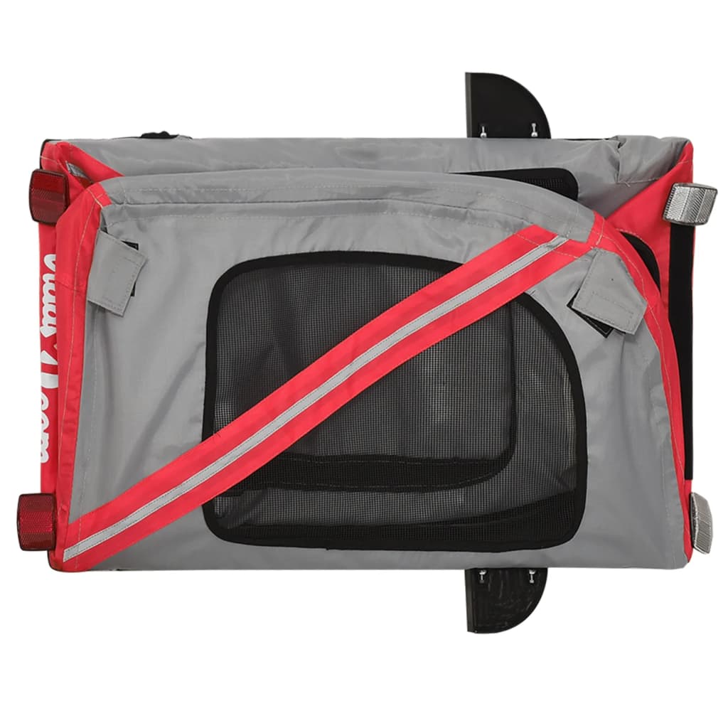 Hondenfietstrailer oxford stof en ijzer rood en grijs is nu te koop bij PeponiXL, paradijselijk wonen!