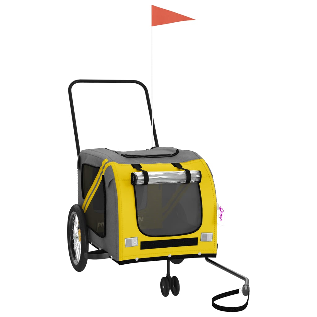 Hondenfietstrailer oxford stof en ijzer geel en grijs is nu te koop bij PeponiXL, paradijselijk wonen!