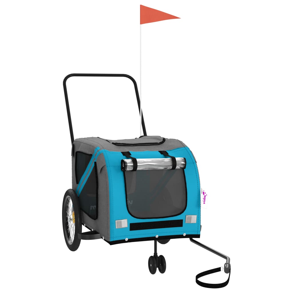 Hondenfietstrailer oxford stof en ijzer blauw en grijs is nu te koop bij PeponiXL, paradijselijk wonen!