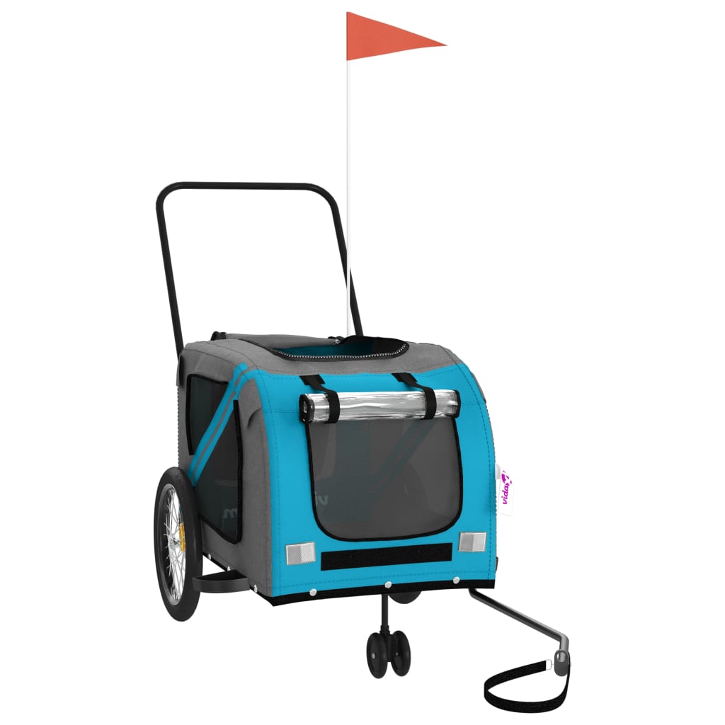 Hondenfietstrailer oxford stof en ijzer blauw en grijs is nu te koop bij PeponiXL, paradijselijk wonen!