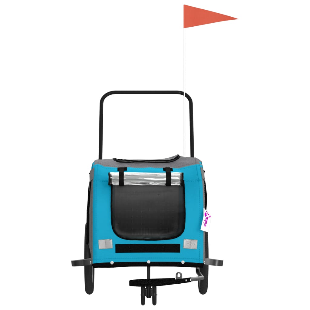 Hondenfietstrailer oxford stof en ijzer blauw en grijs is nu te koop bij PeponiXL, paradijselijk wonen!