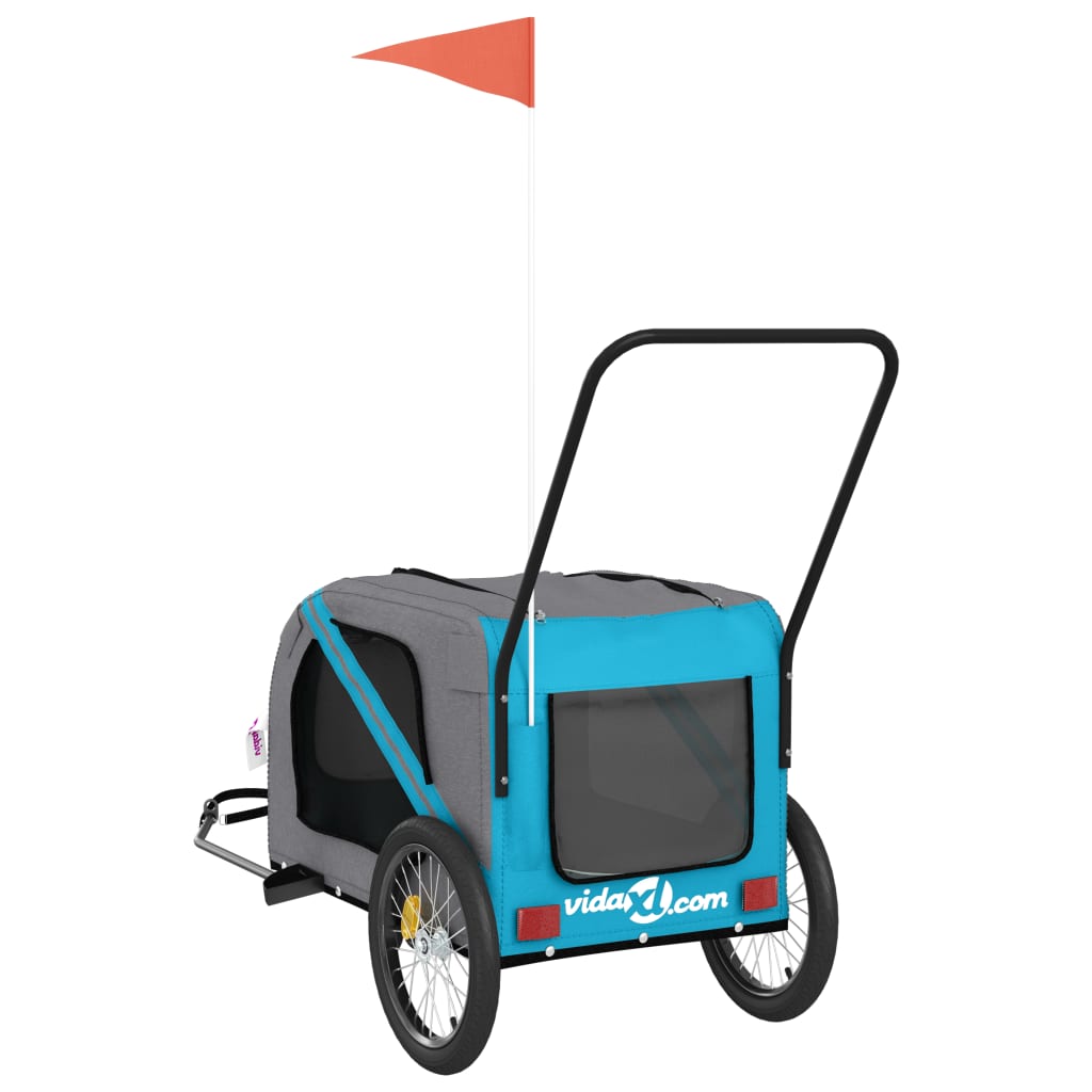 Hondenfietstrailer oxford stof en ijzer blauw en grijs is nu te koop bij PeponiXL, paradijselijk wonen!