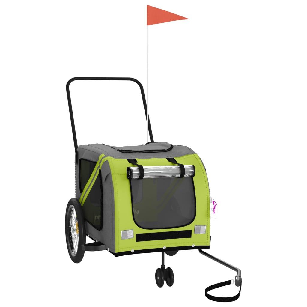 Hondenfietstrailer oxford stof en ijzer groen en grijs is nu te koop bij PeponiXL, paradijselijk wonen!