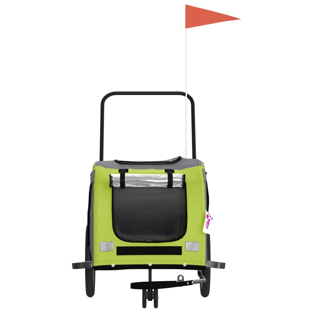 Hondenfietstrailer oxford stof en ijzer groen en grijs is nu te koop bij PeponiXL, paradijselijk wonen!
