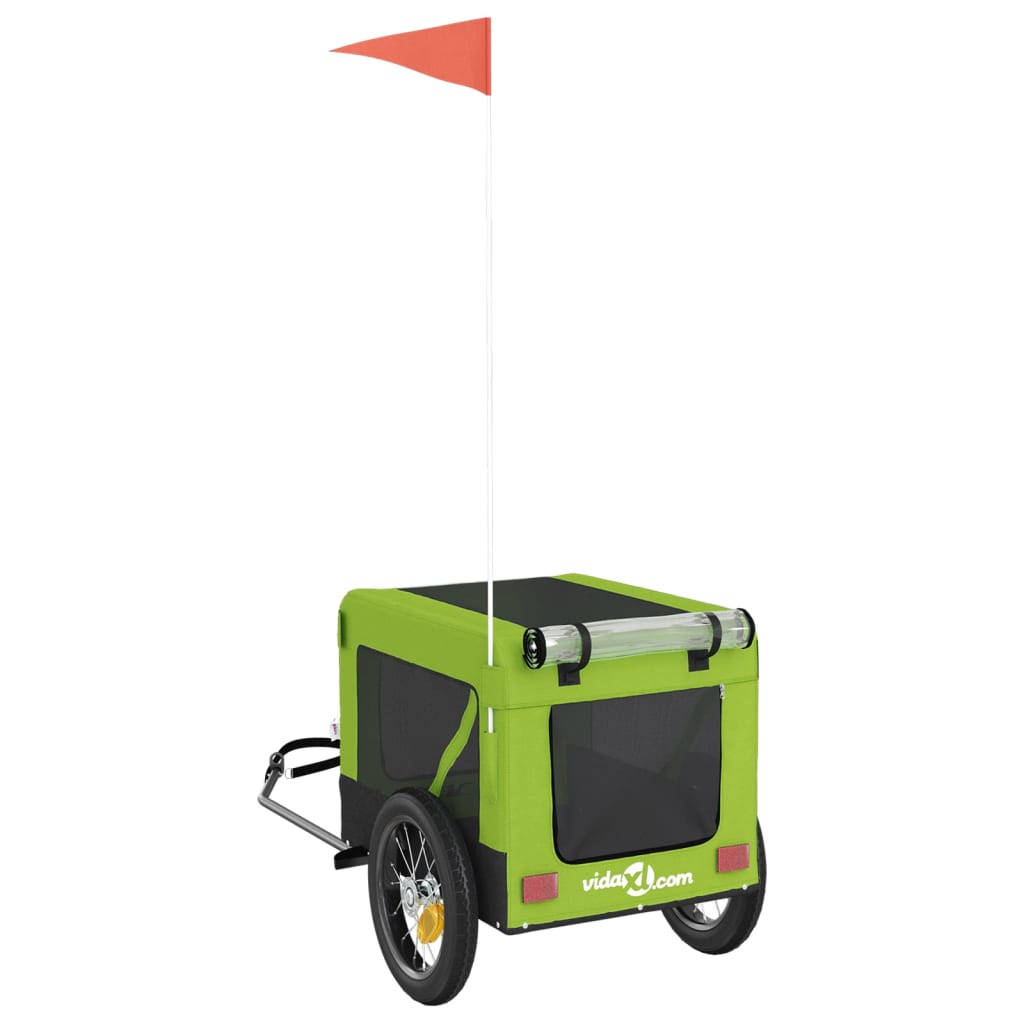 Hondenfietstrailer oxford stof en ijzer groen en zwart is nu te koop bij PeponiXL, paradijselijk wonen!