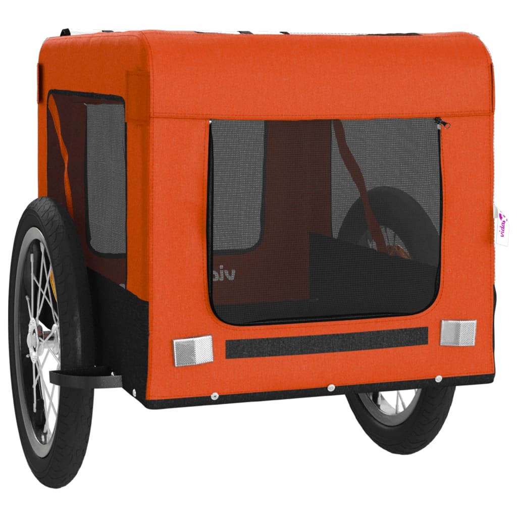 Hondenfietstrailer oxford stof en ijzer oranje en zwart is nu te koop bij PeponiXL, paradijselijk wonen!