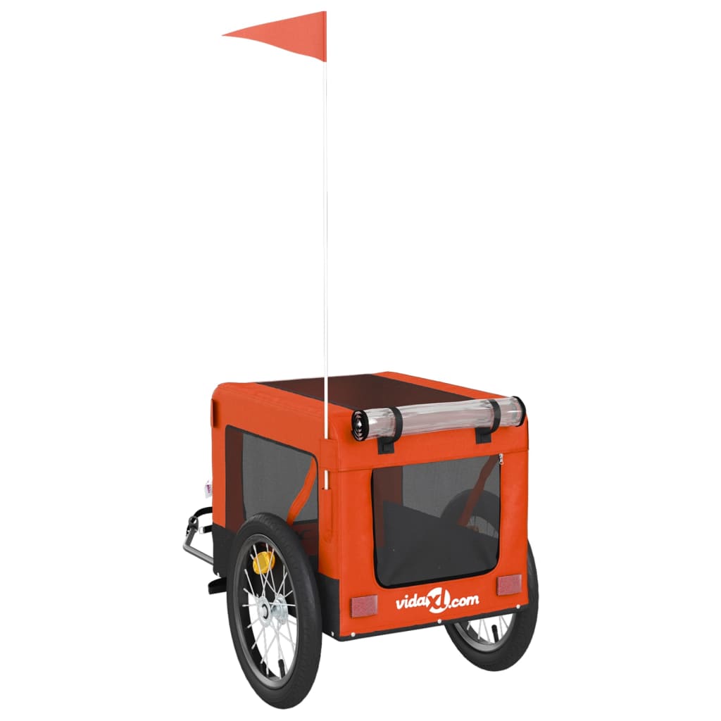 Hondenfietstrailer oxford stof en ijzer oranje en zwart is nu te koop bij PeponiXL, paradijselijk wonen!