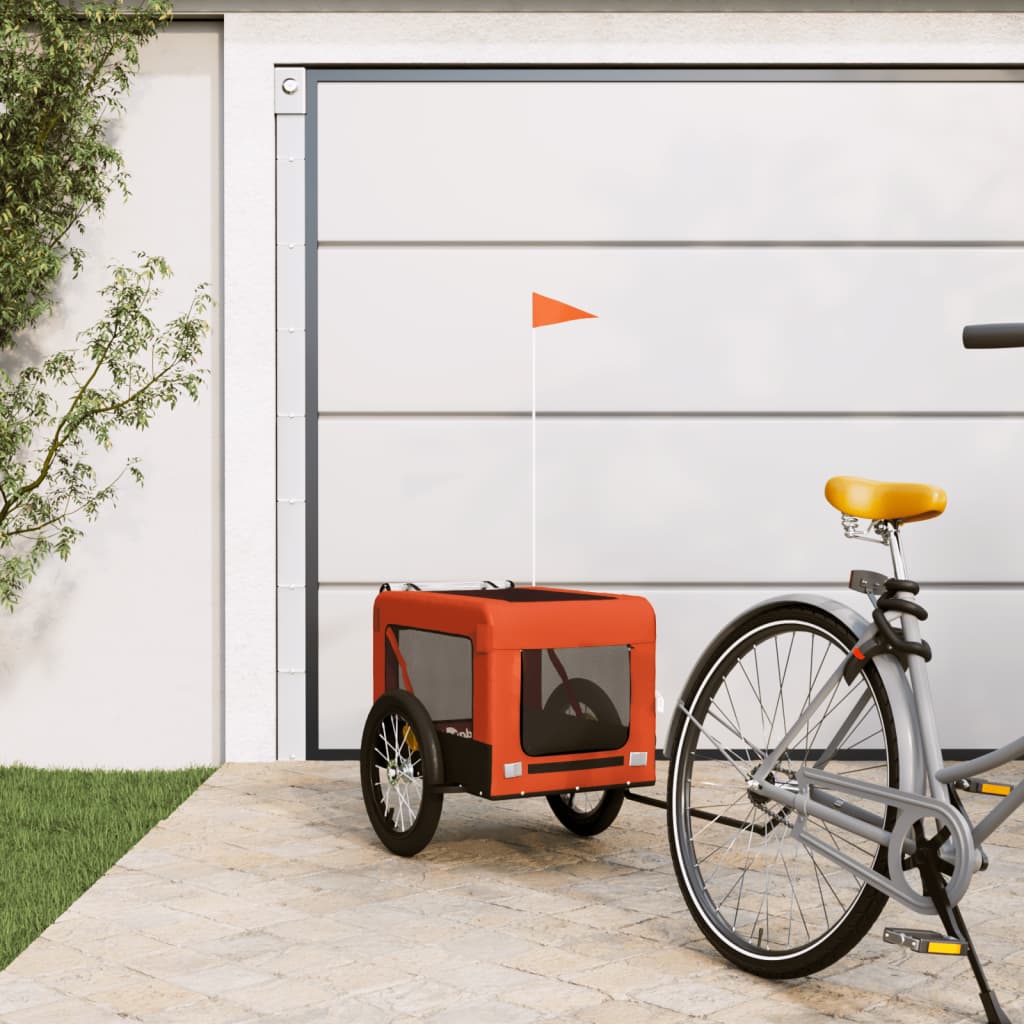 Hondenfietstrailer oxford stof en ijzer oranje en zwart is nu te koop bij PeponiXL, paradijselijk wonen!