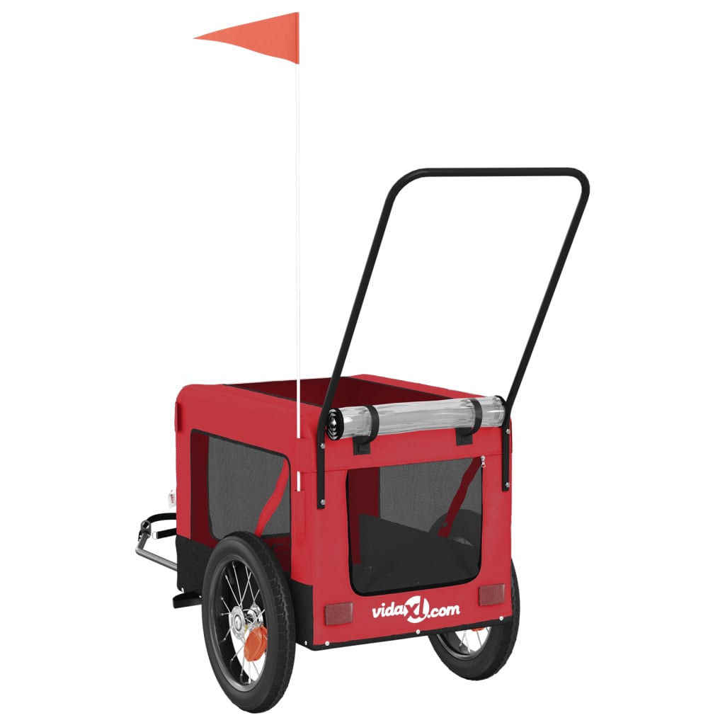 Hondenfietstrailer oxford stof en ijzer rood en zwart is nu te koop bij PeponiXL, paradijselijk wonen!