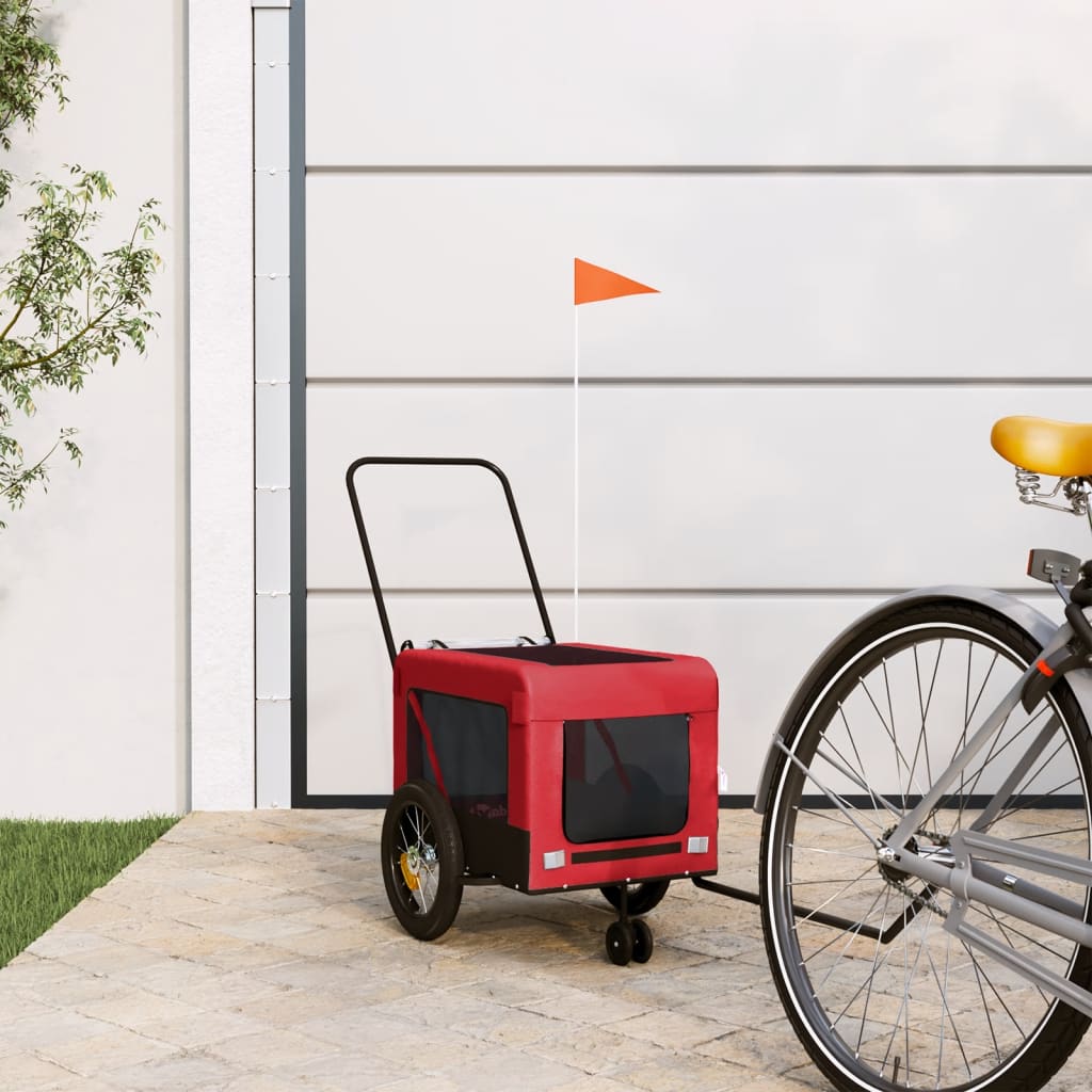 Hondenfietstrailer oxford stof en ijzer rood en zwart is nu te koop bij PeponiXL, paradijselijk wonen!