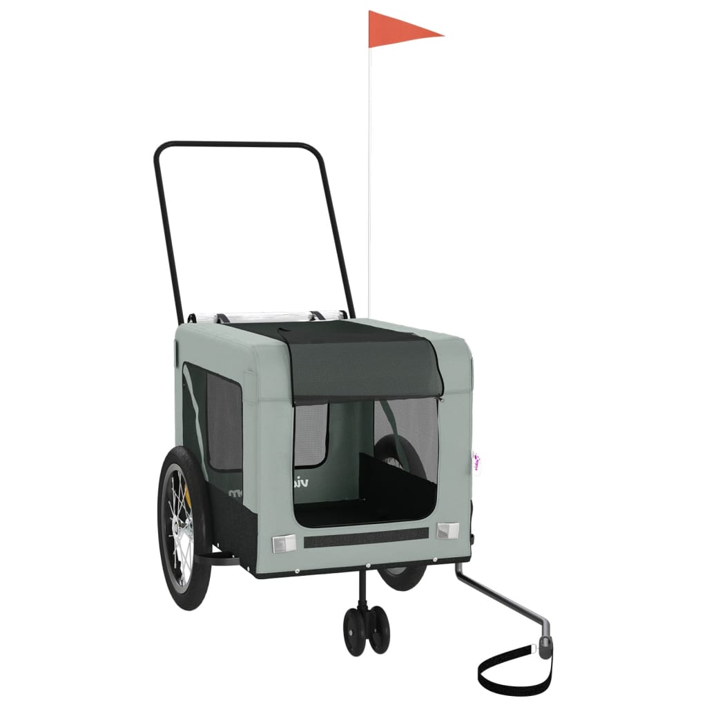 Hondenfietstrailer oxford stof en ijzer grijs en zwart is nu te koop bij PeponiXL, paradijselijk wonen!