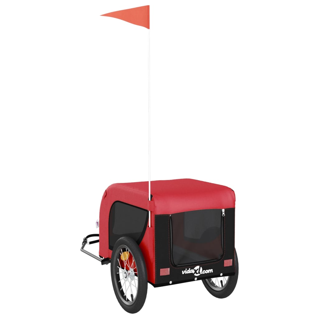 Hondenfietstrailer oxford stof en ijzer rood en zwart is nu te koop bij PeponiXL, paradijselijk wonen!