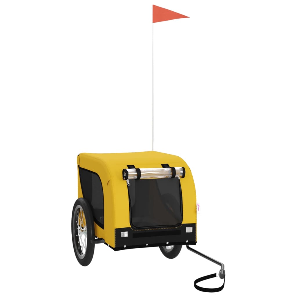 Hondenfietstrailer oxford stof en ijzer geel en zwart is nu te koop bij PeponiXL, paradijselijk wonen!