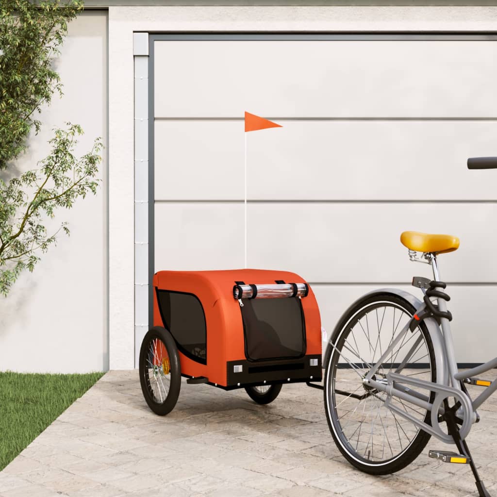 Hondenfietstrailer oxford stof en ijzer oranje en zwart is nu te koop bij PeponiXL, paradijselijk wonen!