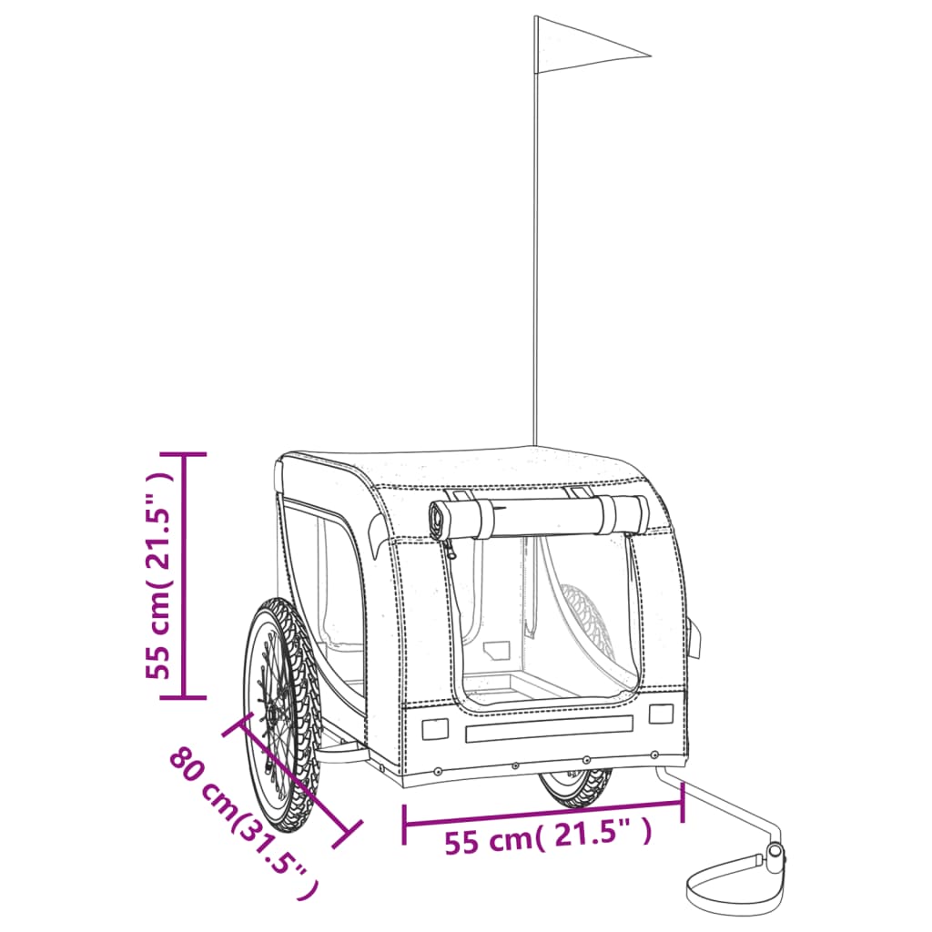 Hondenfietstrailer oxford stof en ijzer grijs en zwart is nu te koop bij PeponiXL, paradijselijk wonen!
